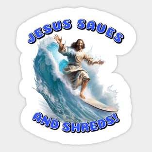 Jesus surfs Sticker